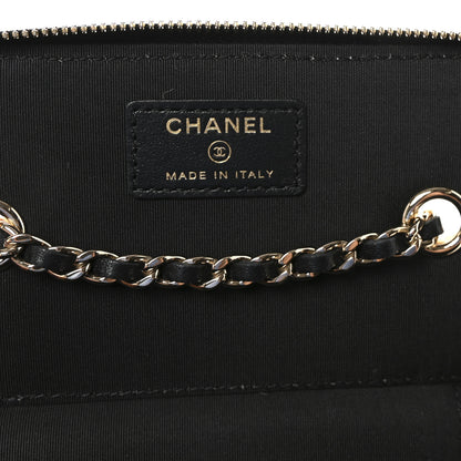 Chanel Raffia Jute Striped Small Vanity Case With Chain Black Beige 6 of 10