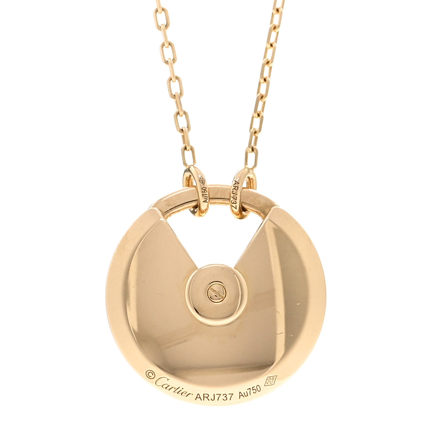 Cartier 18K Yellow Gold Diamond Mother of Pearl SM Amulette de Cartier Pendant Necklace 4 of 4