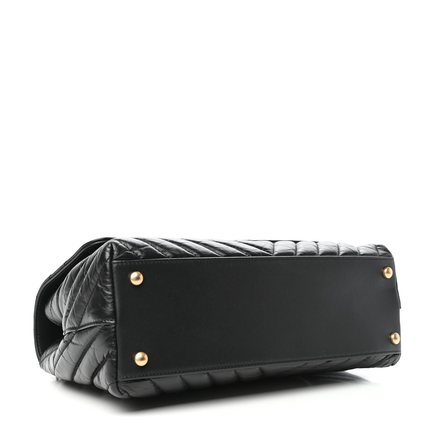 Chanel Aged Calfskin Chevron Quilted Small Coco Handle Flap Black 4 of 10