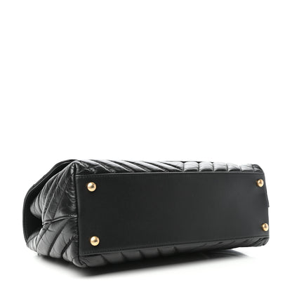 Chanel Aged Calfskin Chevron Quilted Small Coco Handle Flap Black 4 of 10