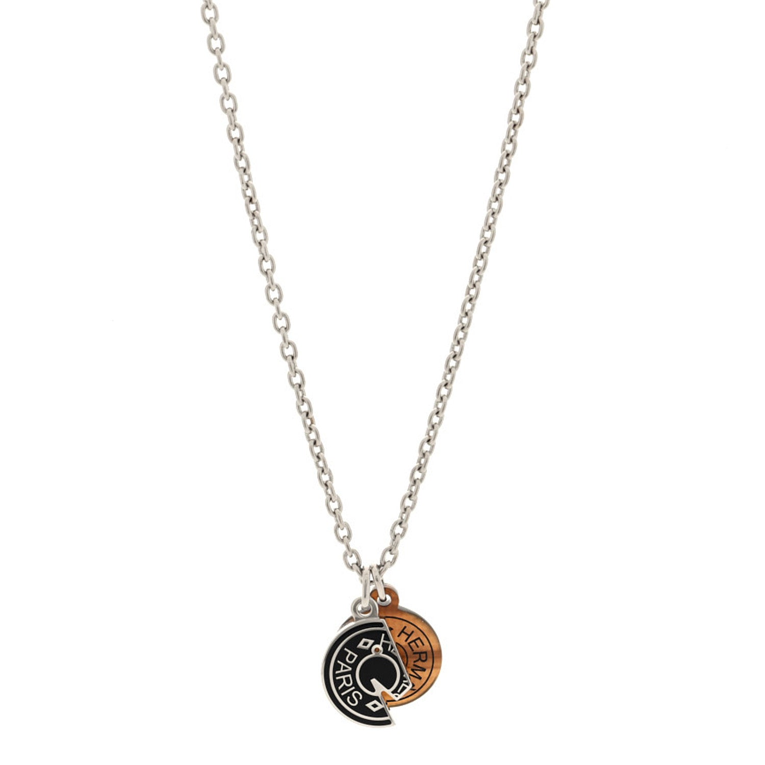 Hermes Buffalo Horn Lacquer Carrousel Necklace Etain 1 of 5