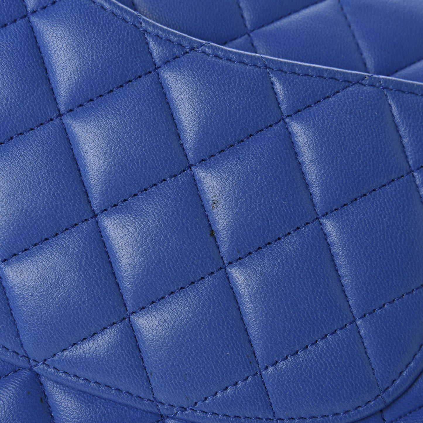 Lambskin Quilted Medium Double Flap Blue