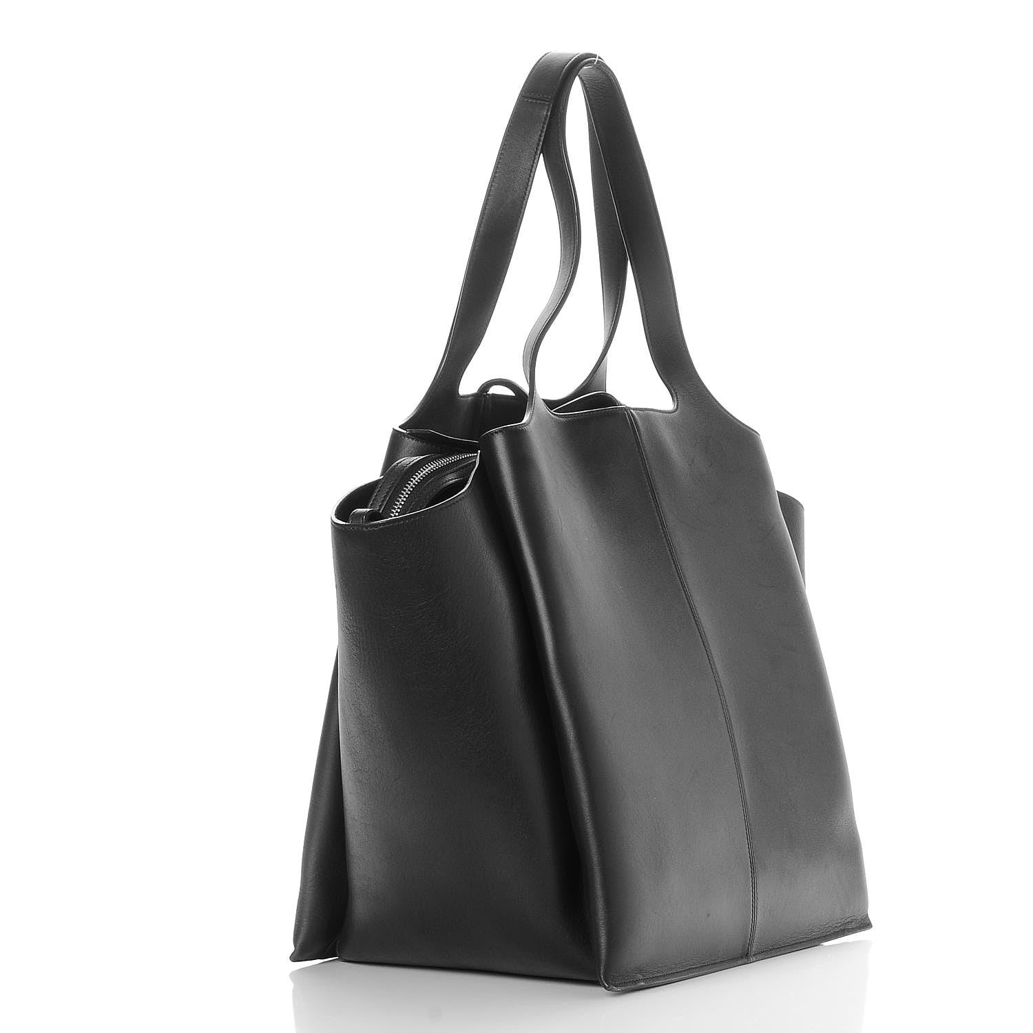 Celine Supple Natural Calfskin Vertical Tri-Fold Bag Black 3 of 10