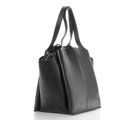 Celine Supple Natural Calfskin Vertical Tri-Fold Bag Black 3 of 10