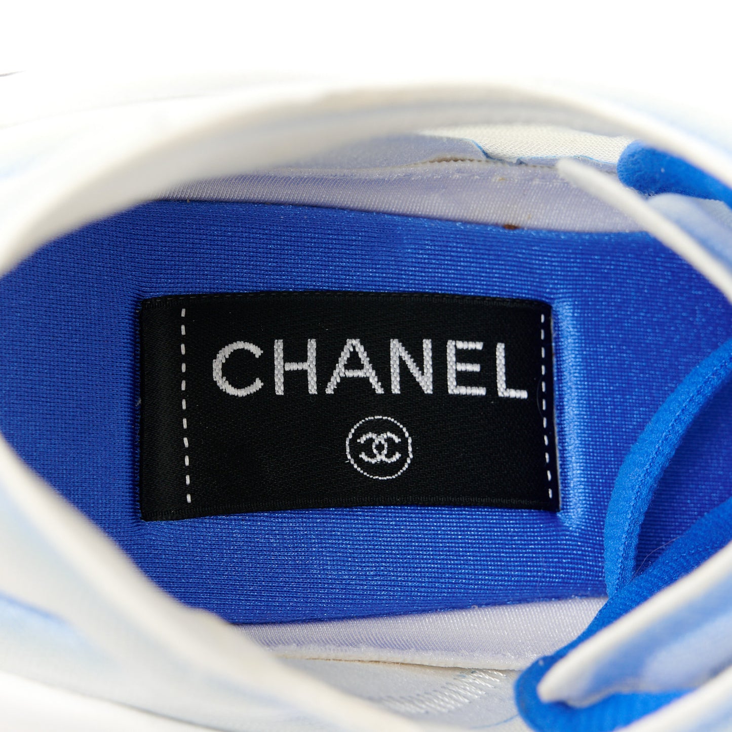 Calfskin Mesh Lycra Womens Logo Sneakers 39.5 White Blue