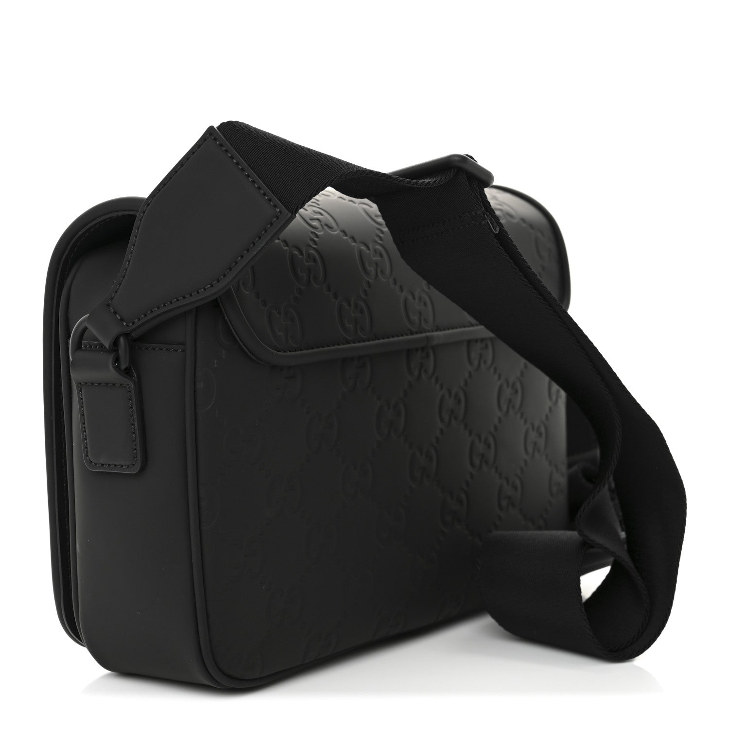Gucci Rubber Effect Calfskin GG Medium Messenger Bag Black 3 of 10