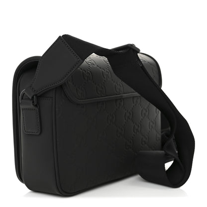 Gucci Rubber Effect Calfskin GG Medium Messenger Bag Black 3 of 10