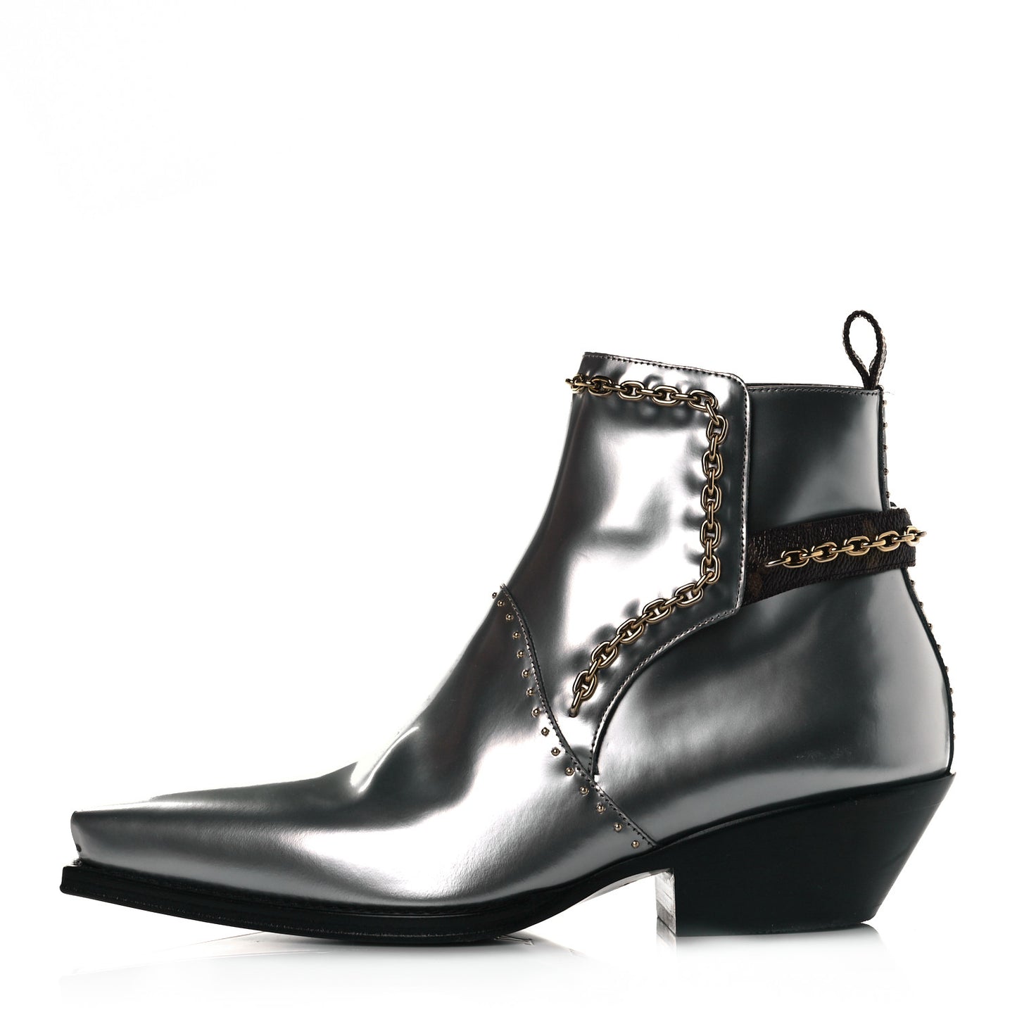 Metallic Calfskin Matador Ankle Boots 37.5 Argent