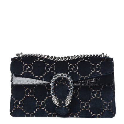 Gucci Velvet Skipper Crystal GG Monogram Small Dionysus Shoulder Bag Blue Beige Black 1 of 11