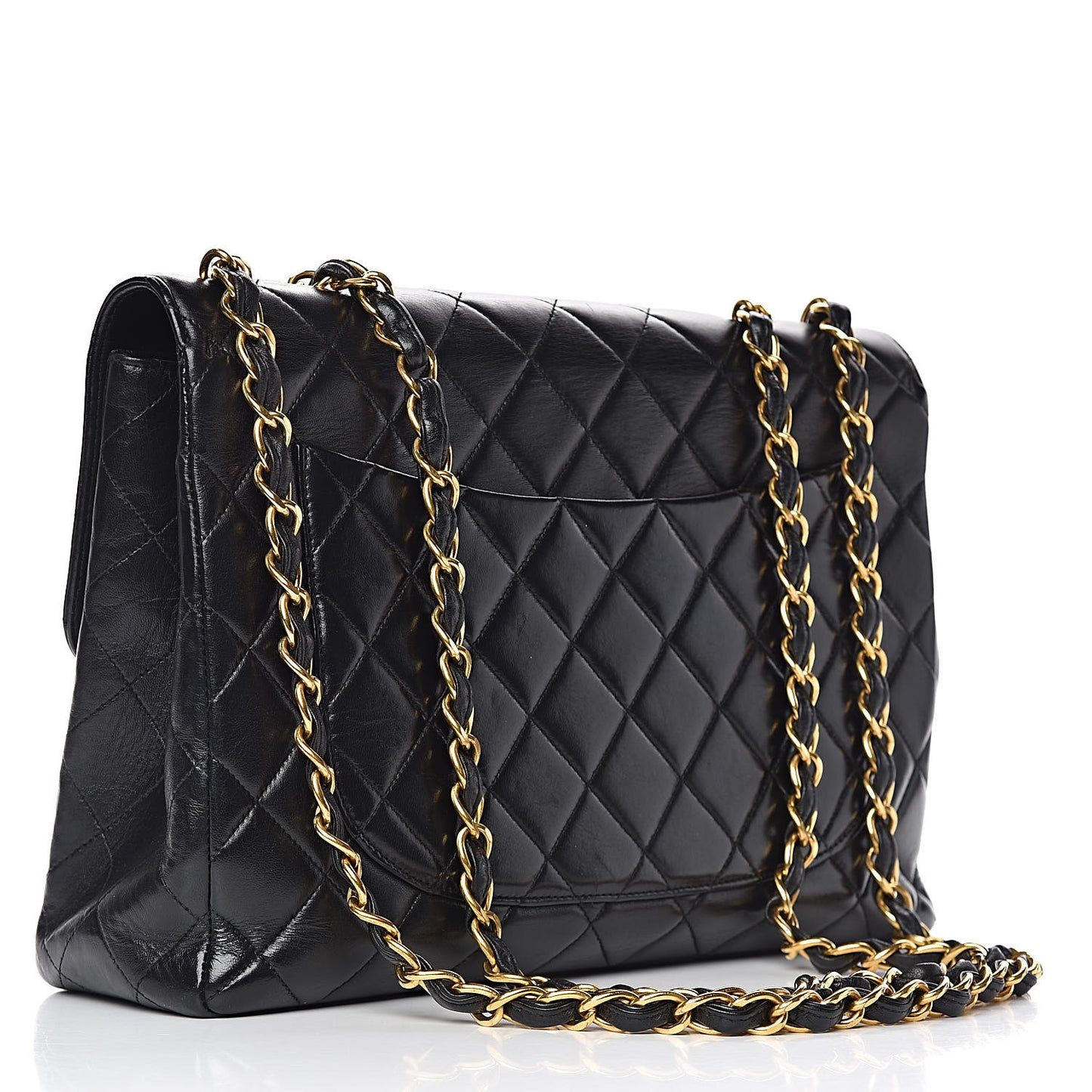 Lambskin Quilted Jumbo Single Flap Black