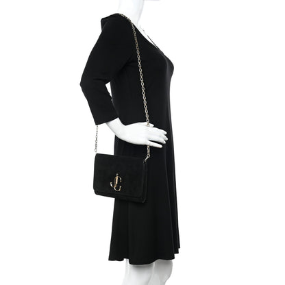 Jimmy Choo Suede Varenne Chain Clutch Black 2 of 8