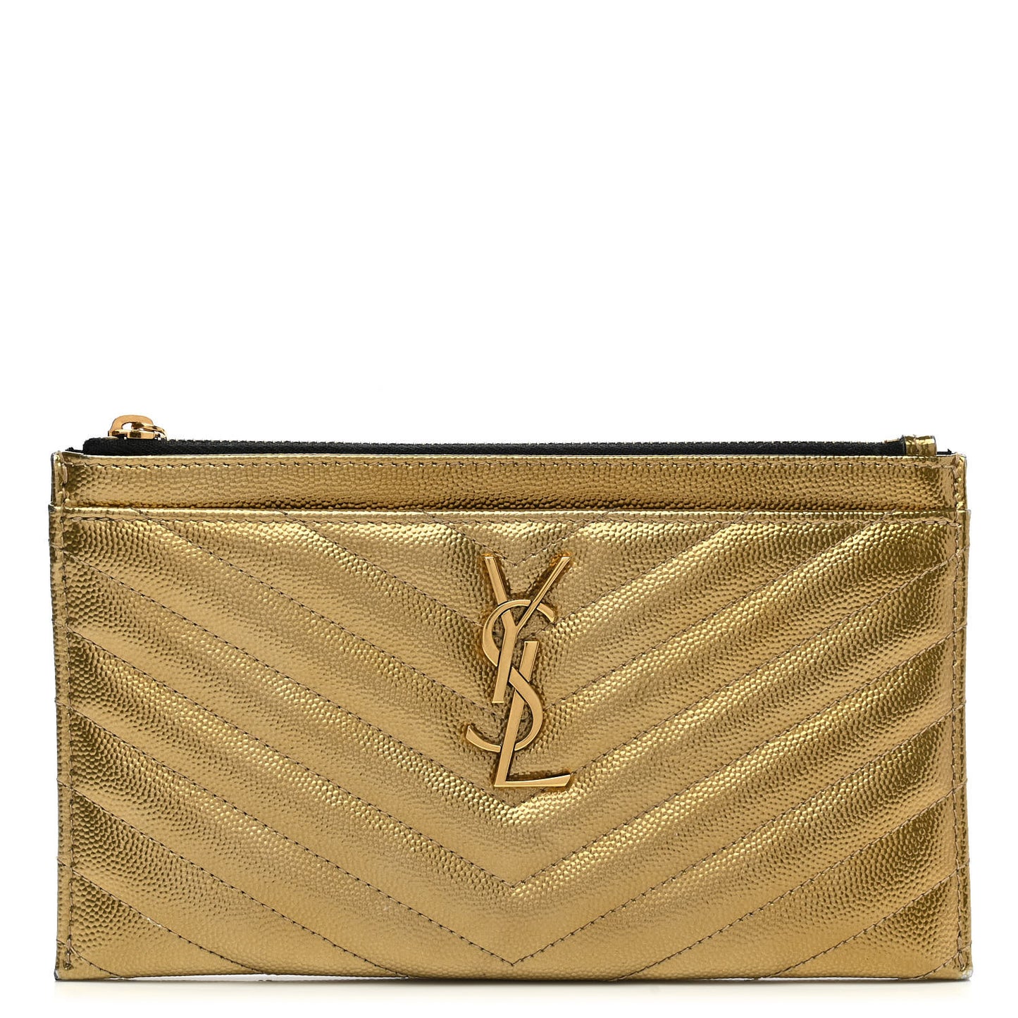 Iridescent Grain De Poudre Matelasse Chevron Monogram Bill Pouch Gold
