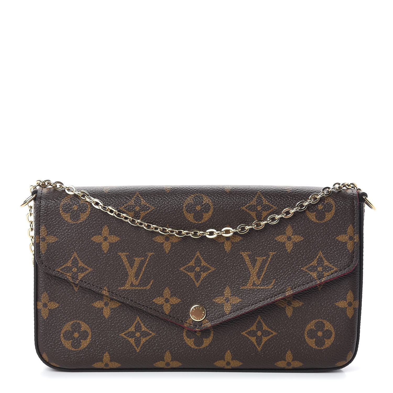 Louis Vuitton Monogram Pochette Felicie Chain Wallet Fuchsia 1 of 14