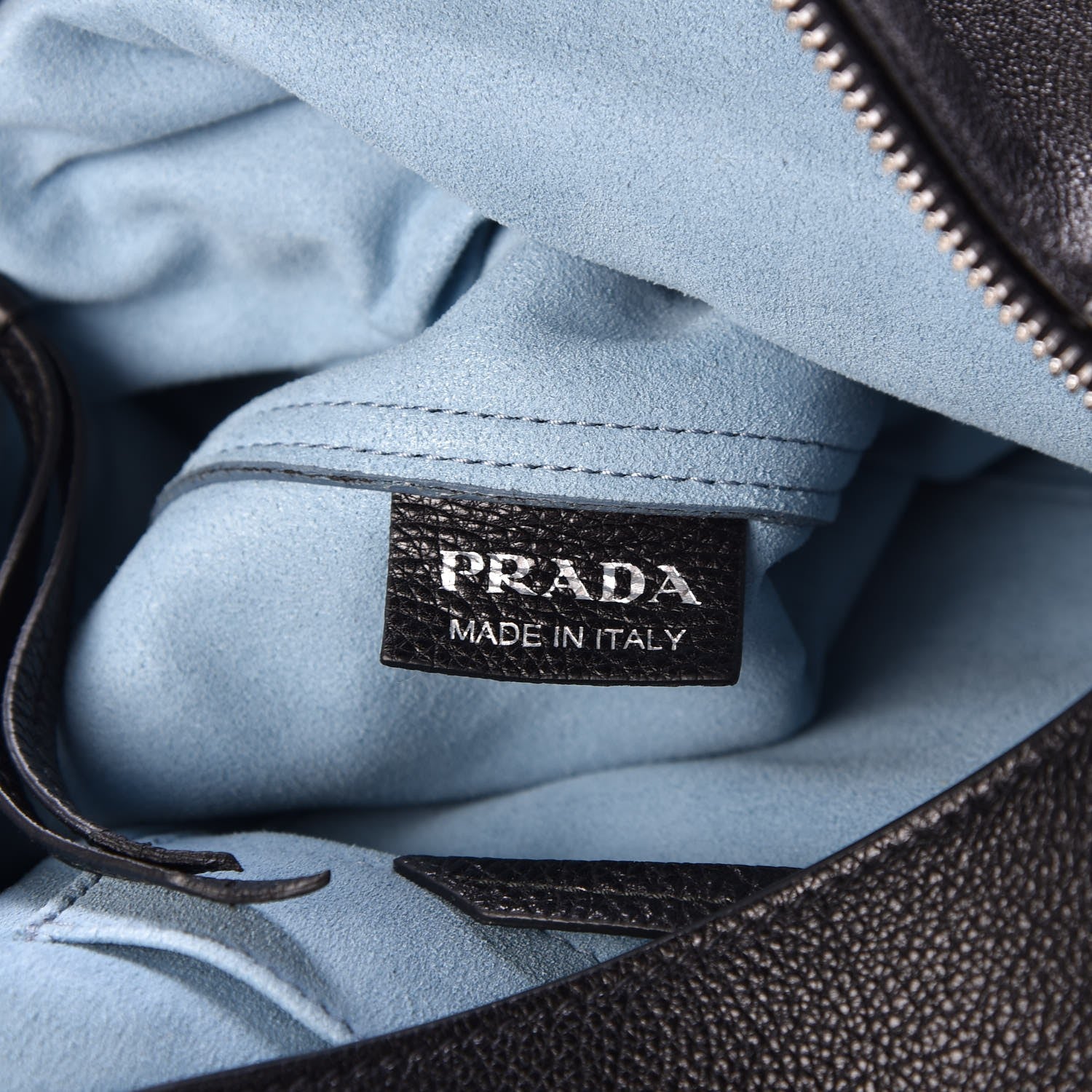 Prada Glace Calf Etiquette Hobo Black 7 of 9