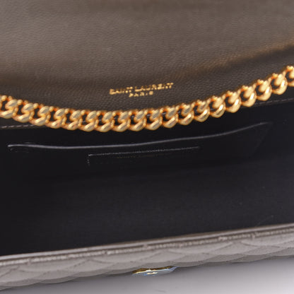 Saint Laurent Grain De Poudre Textured Mixed Matelasse Triquilt Small Monogram Satchel Pebble 5 of 9