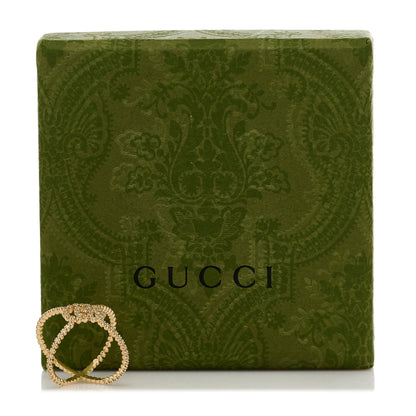 Gucci 18K Yellow Gold Diamond GG Running X Ring 51 5.75 6 of 6