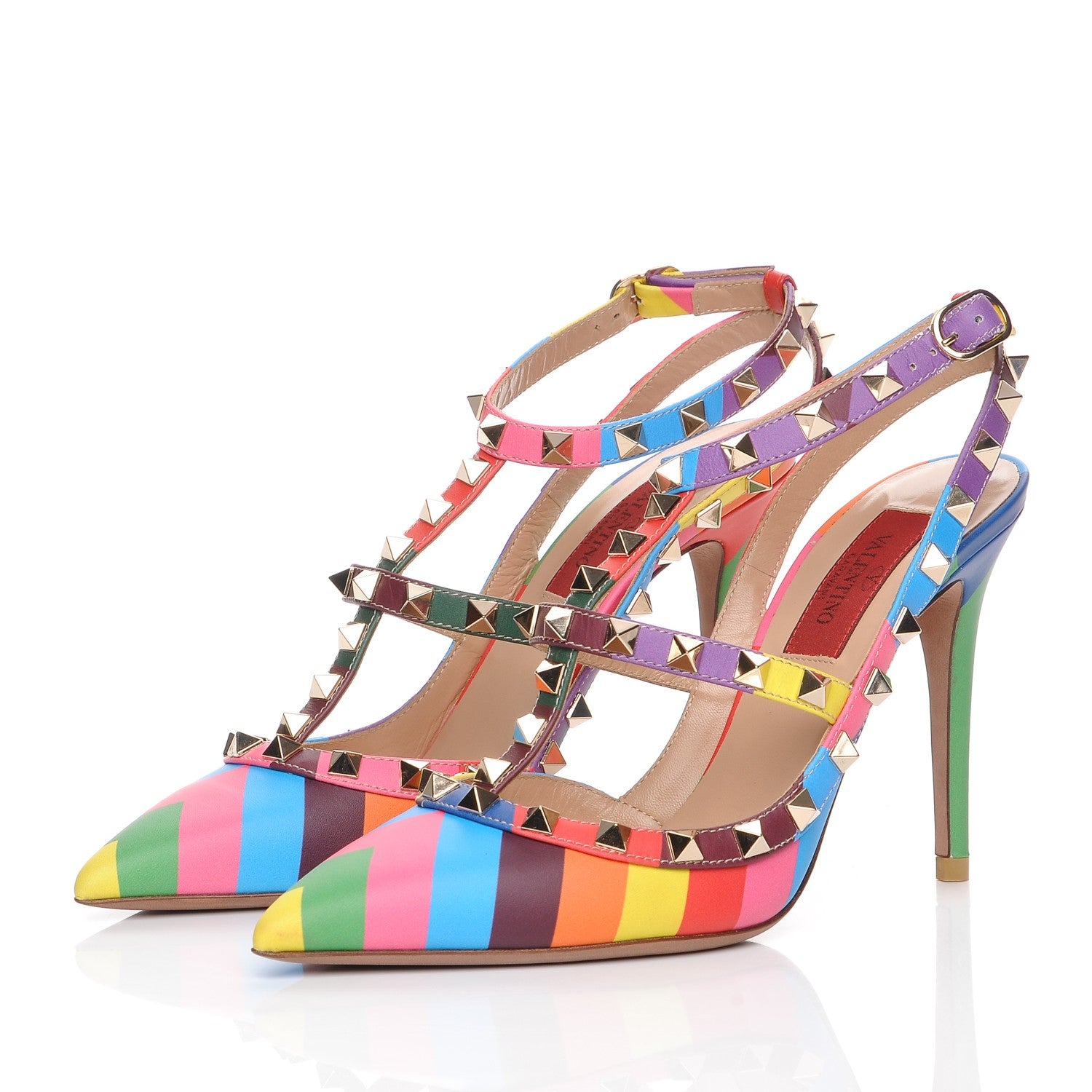 Valentino Garavani Calfskin 1973 Rockstud Ankle Strap 100mm Pumps 36.5 Multicolor 3 of 9