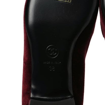 Chanel Velvet Moccasin Loafers 38 Burgundy 8 of 10
