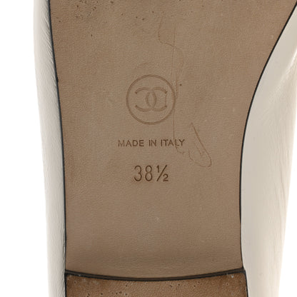 Chanel Lambskin Cap Toe CC Ballerina Flats 38.5 White Black 8 of 11