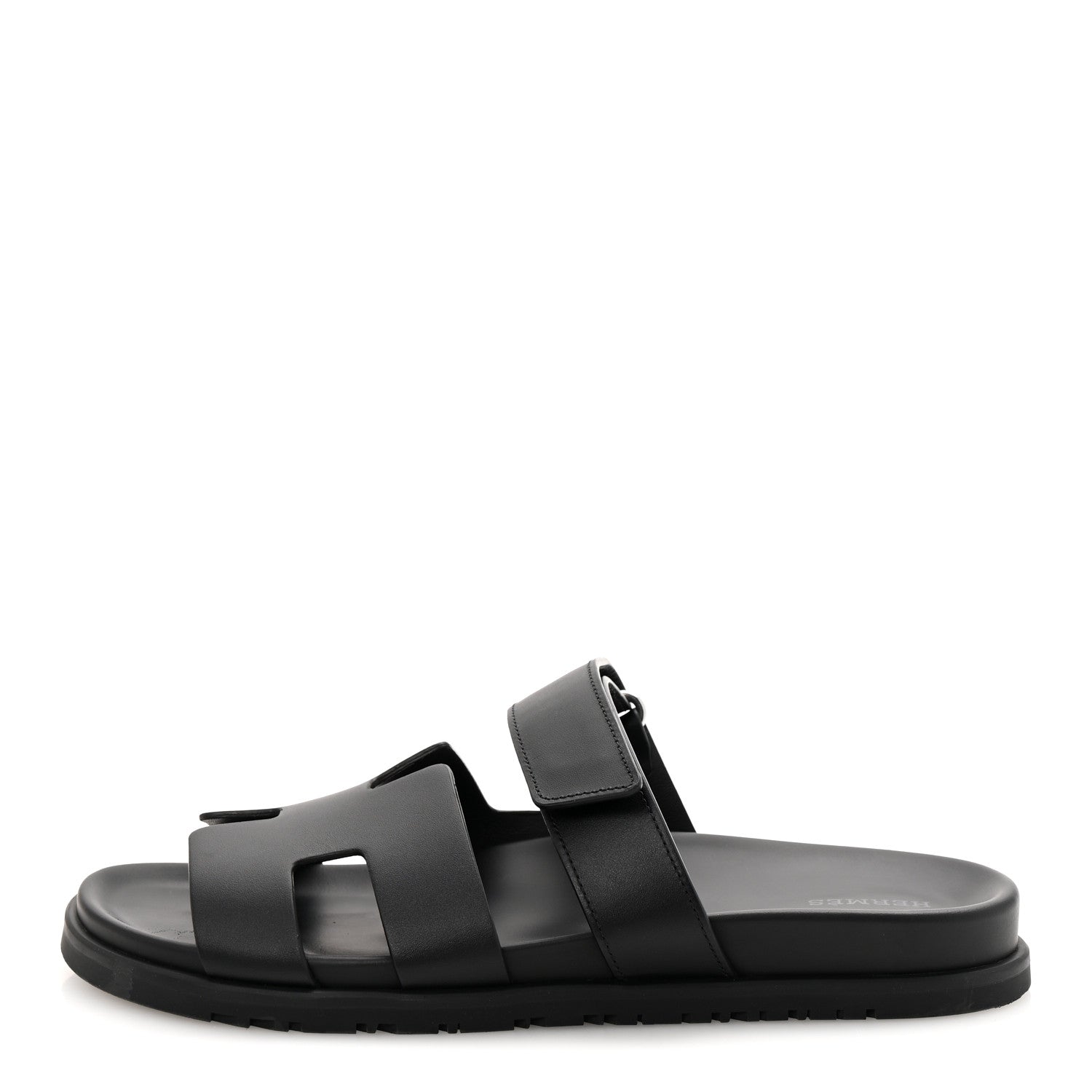 Hermes Calfskin Womens Chypre Sandals 40 Black 1 of 12