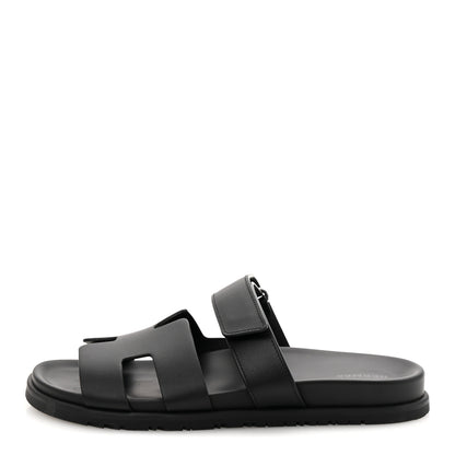 Hermes Calfskin Womens Chypre Sandals 40 Black 1 of 12