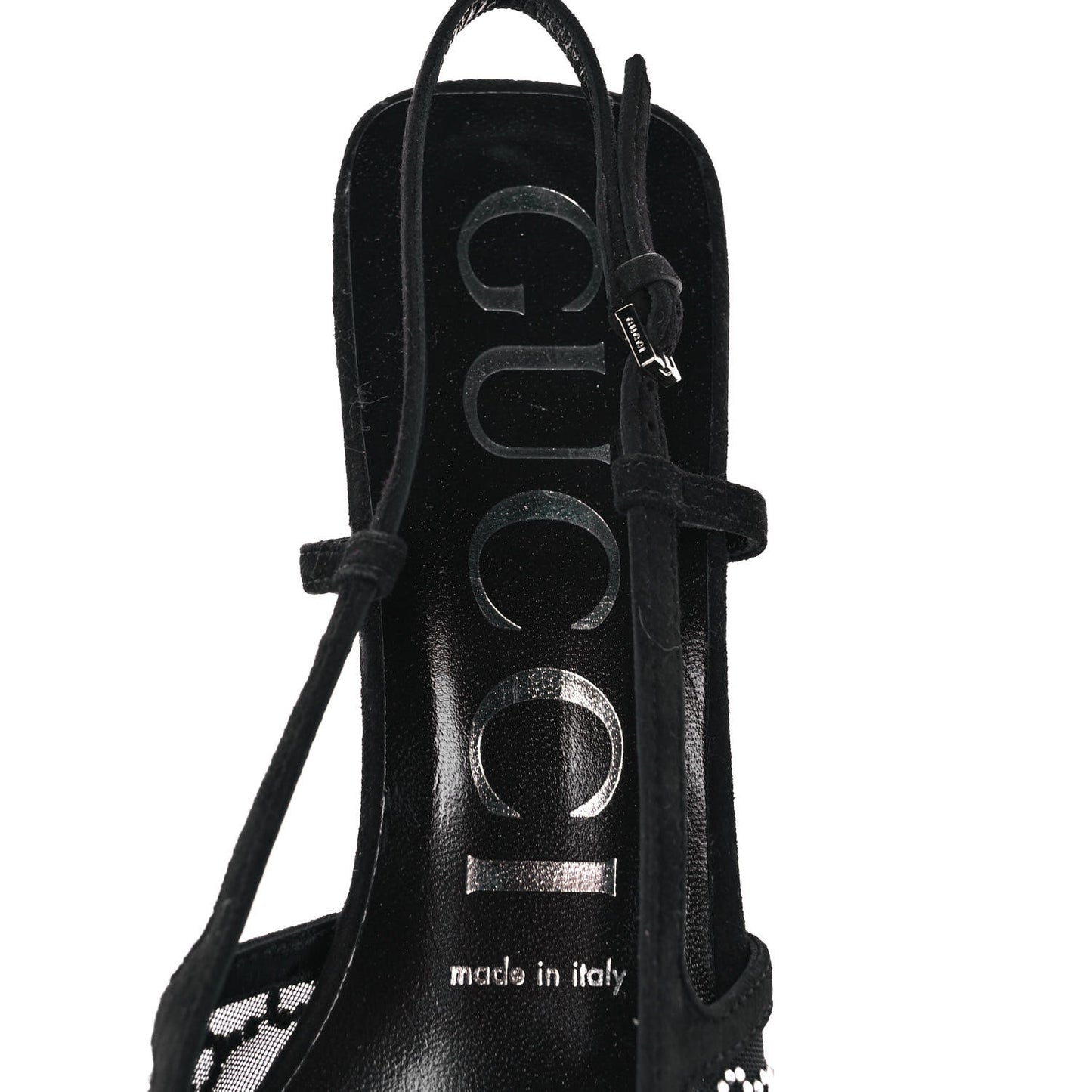 Tela Retino Kid Scamosciato Crystal GG Monogram Square G 35mm Slingback Pumps 38 Black