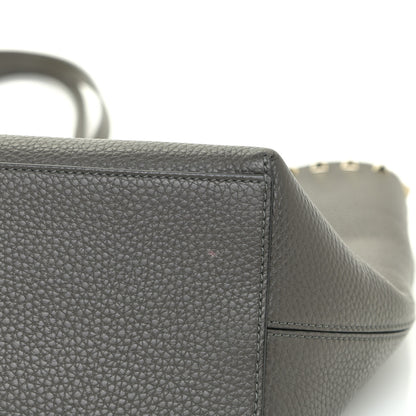Valentino Garavani Grained Calfskin Rockstud Shoulder Tote Graphite 14 of 16