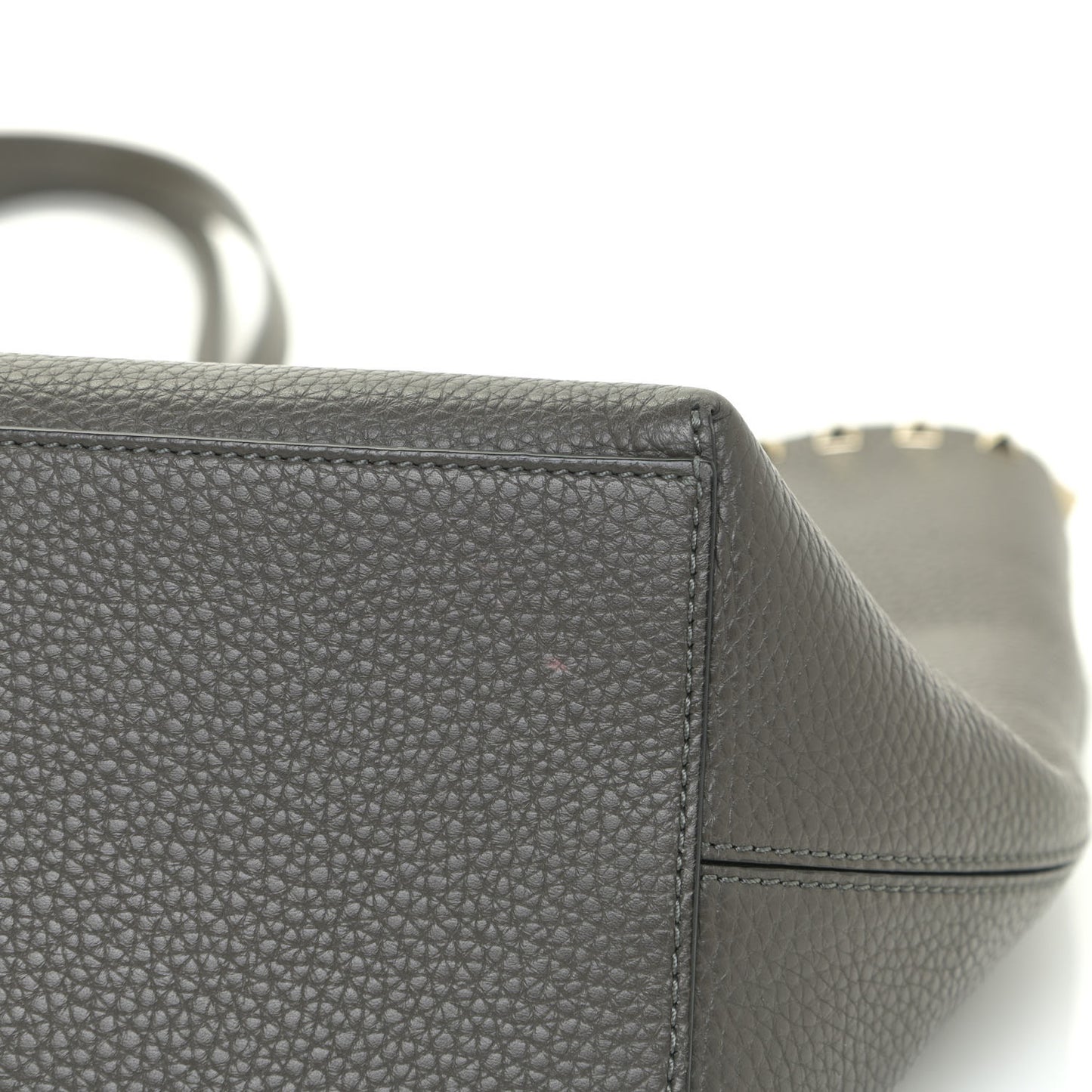 Grained Calfskin Rockstud Shoulder Tote Graphite