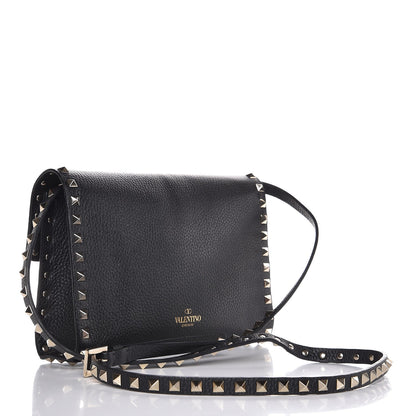 Valentino Garavani Pebbled Calfskin Medium Rockstud Flip Lock Crossbody Bag Black 3 of 7