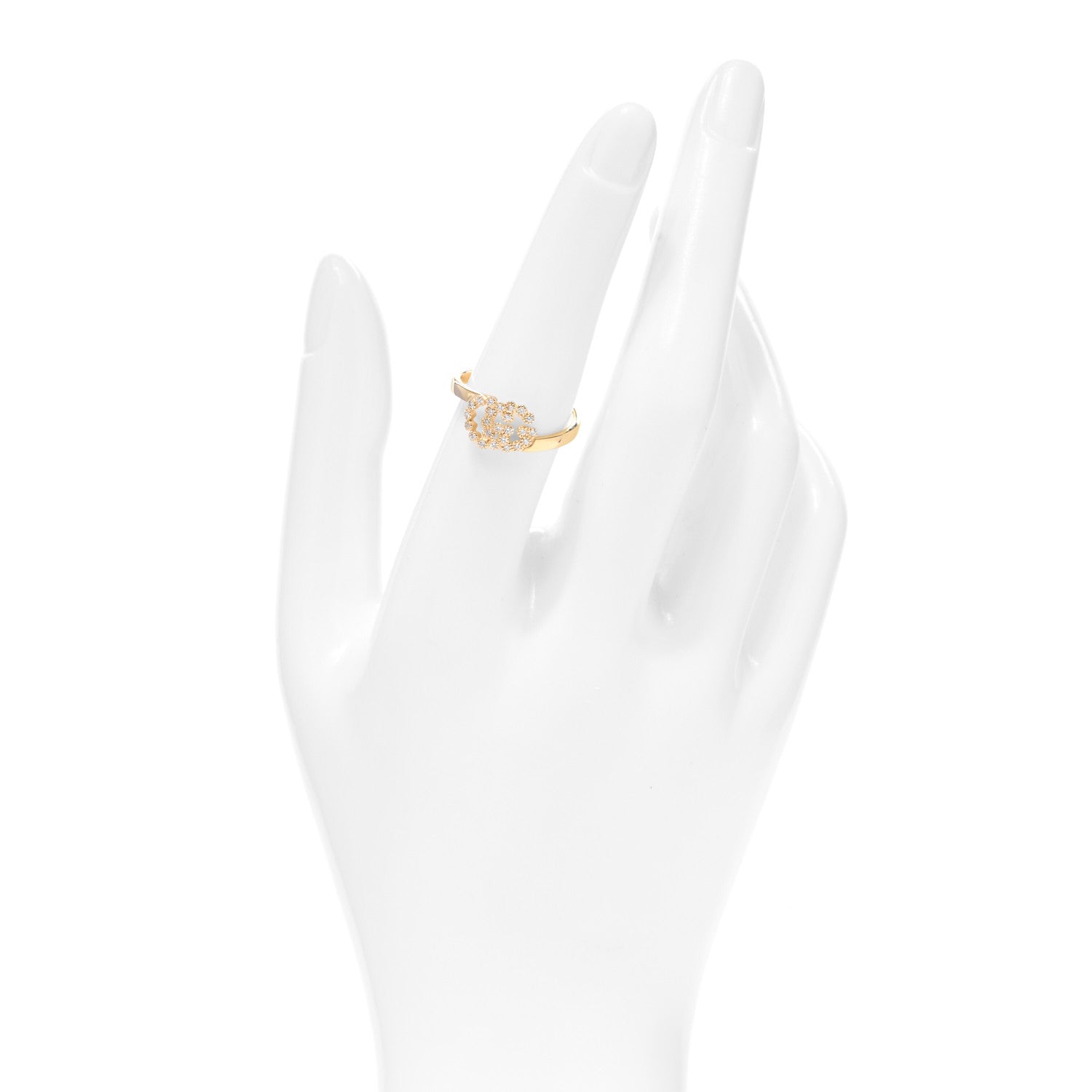 Gucci 18K Yellow Gold Diamond Running G Ring 54 6.75 2 of 5