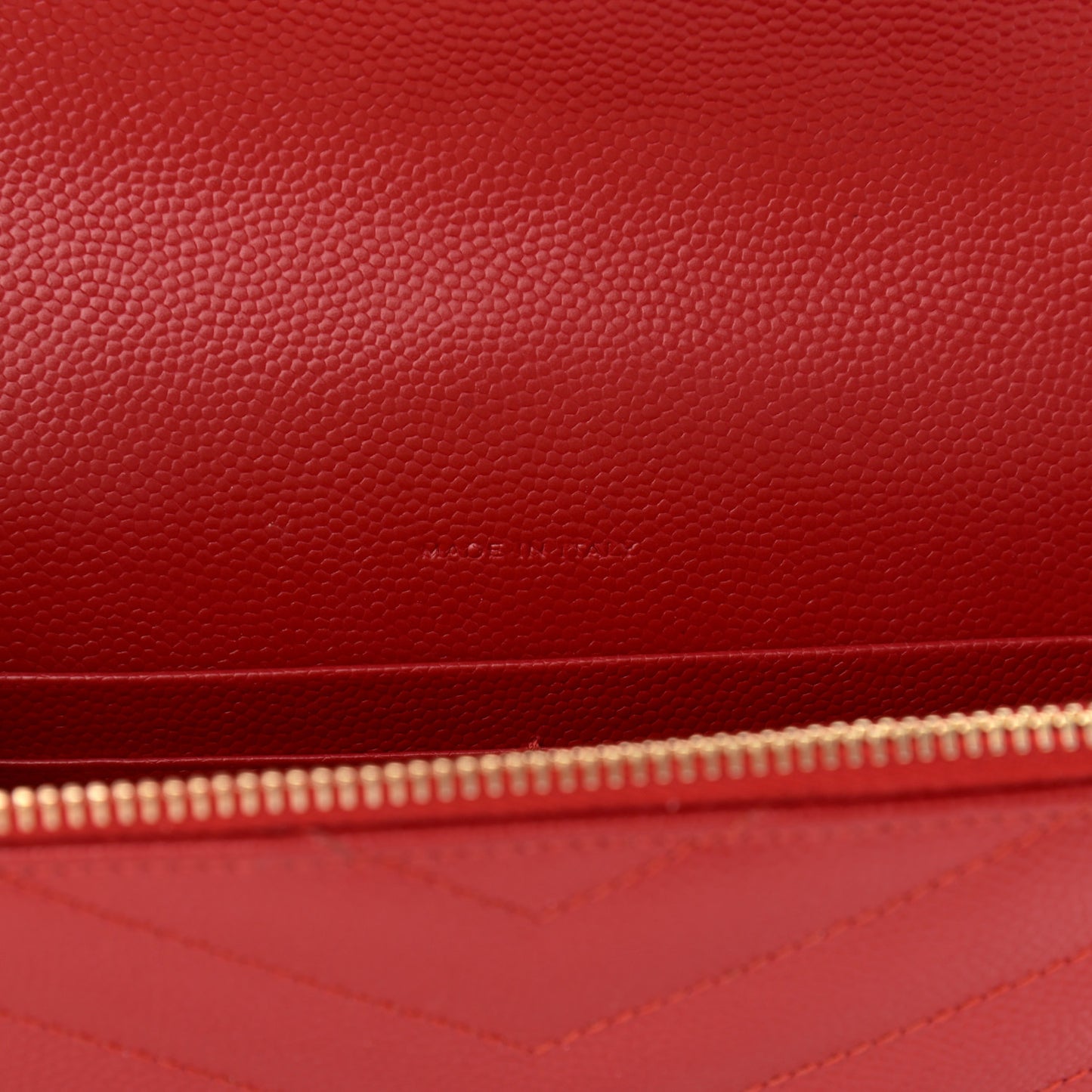 Grain De Poudre Matelasse Chevron Monogram Envelope Chain Wallet New Red
