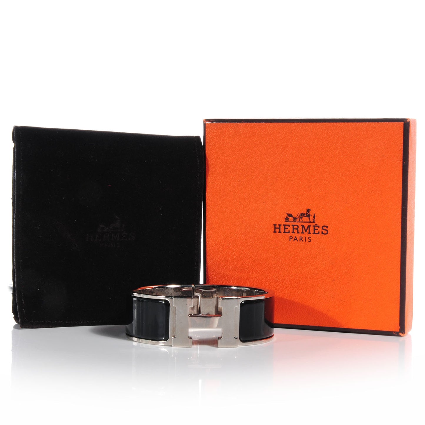 Enamel Clic Clac H Bracelet Wide PM Black