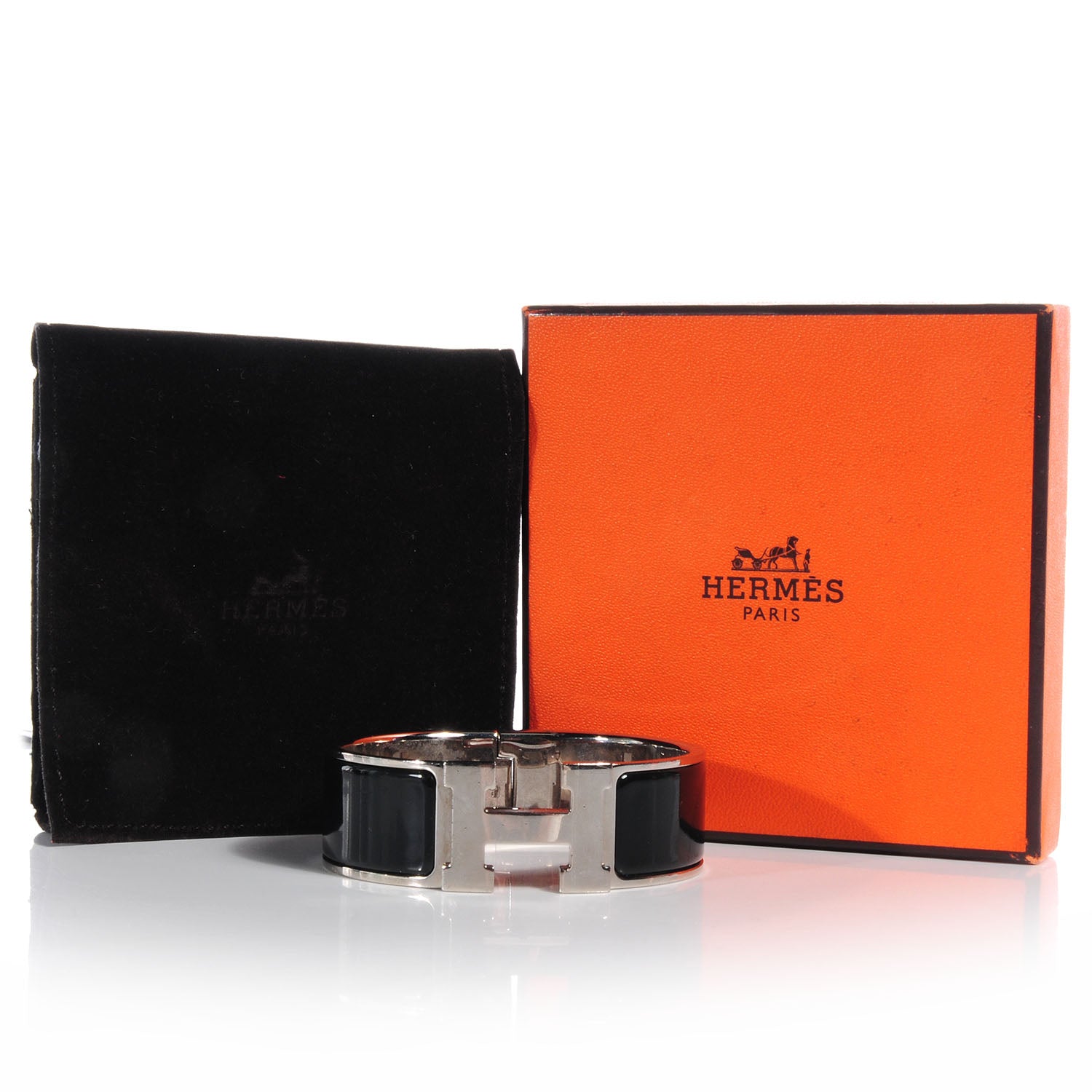 Hermes Enamel Clic Clac H Bracelet Wide PM Black 5 of 5