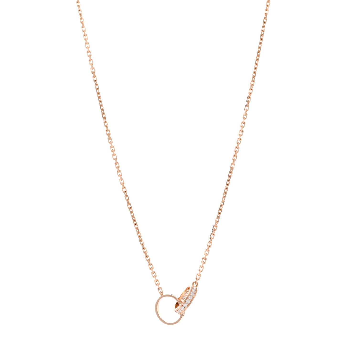 18K Pink Gold Diamond Interlocking LOVE Necklace