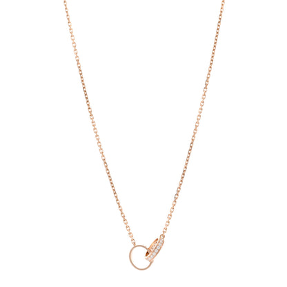 Cartier 18K Pink Gold Diamond Interlocking LOVE Necklace 1 of 4