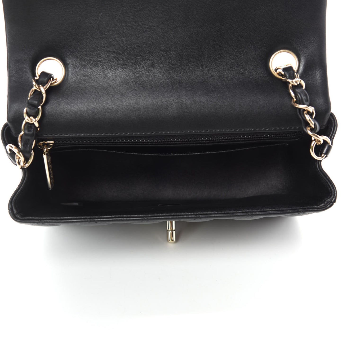 Lambskin Quilted Mini Rectangular Flap Black