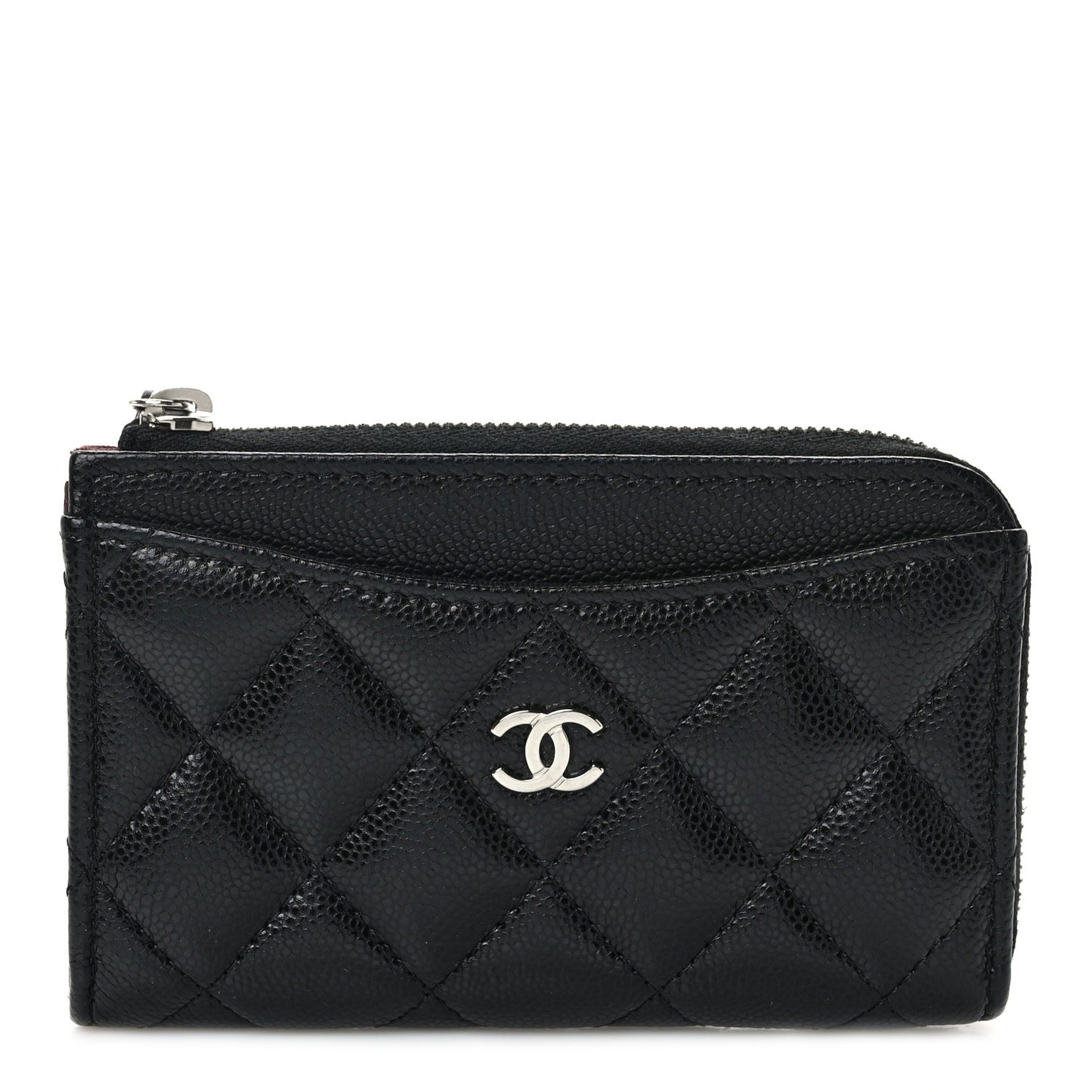 Caviar Quilted CC Zip Around Card Holder Black
