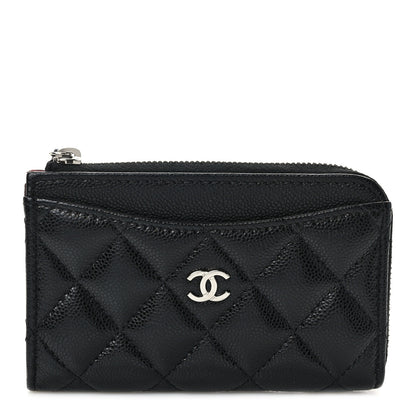 Chanel Caviar Quilted CC Zip Around Card Holder Black 1 of 8