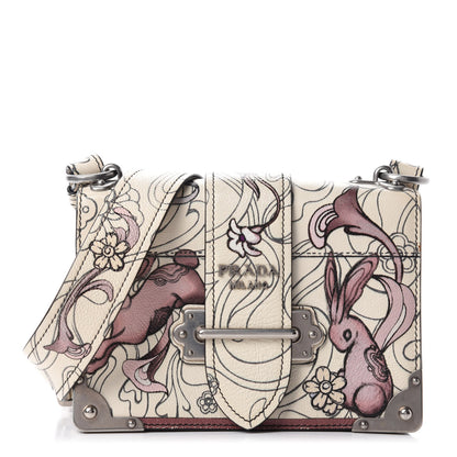 Prada X JAMES JEAN Glace Calfskin Rabbit Print Cahier Bag Opaline 1 of 11