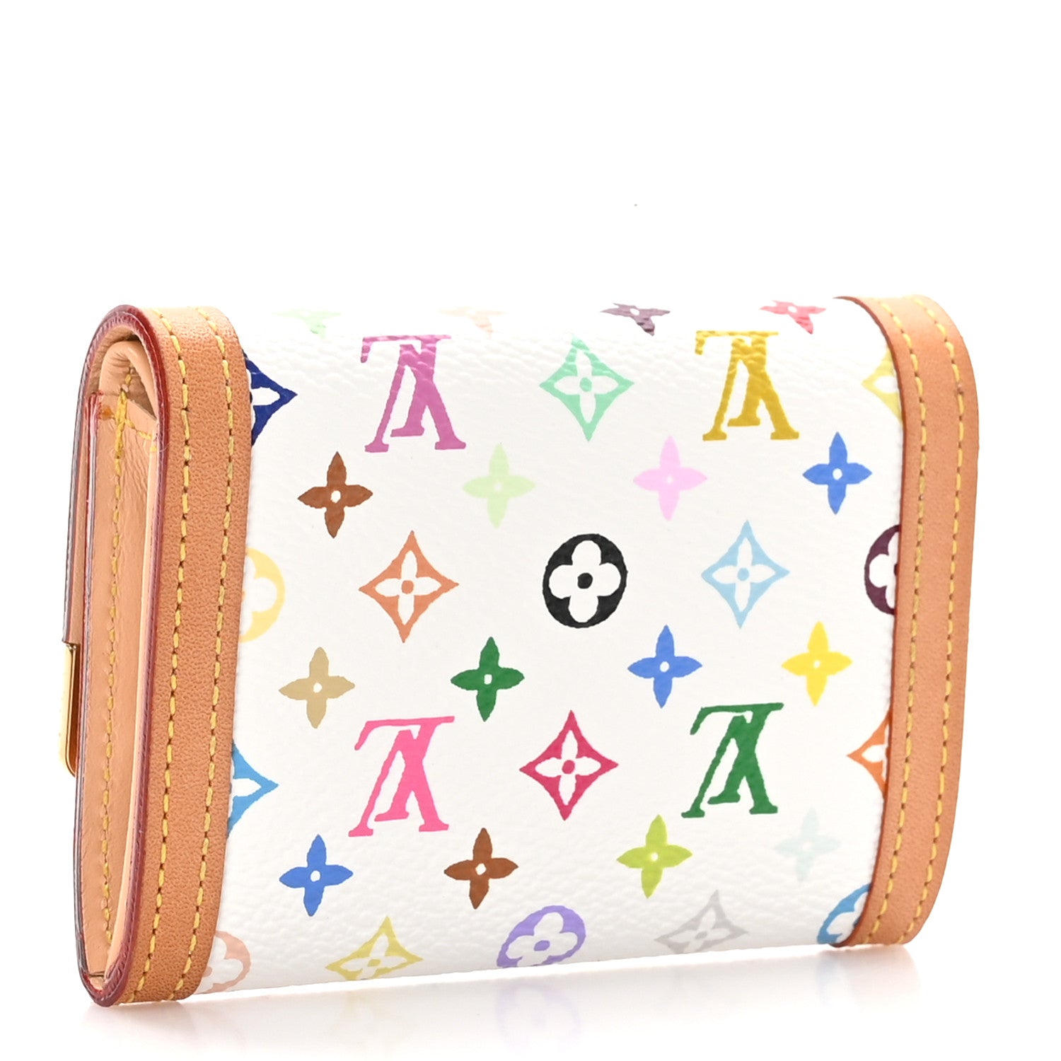 Louis Vuitton Monogram Multicolor Porte-Monnaie Plat Coin Purse White 3 of 6