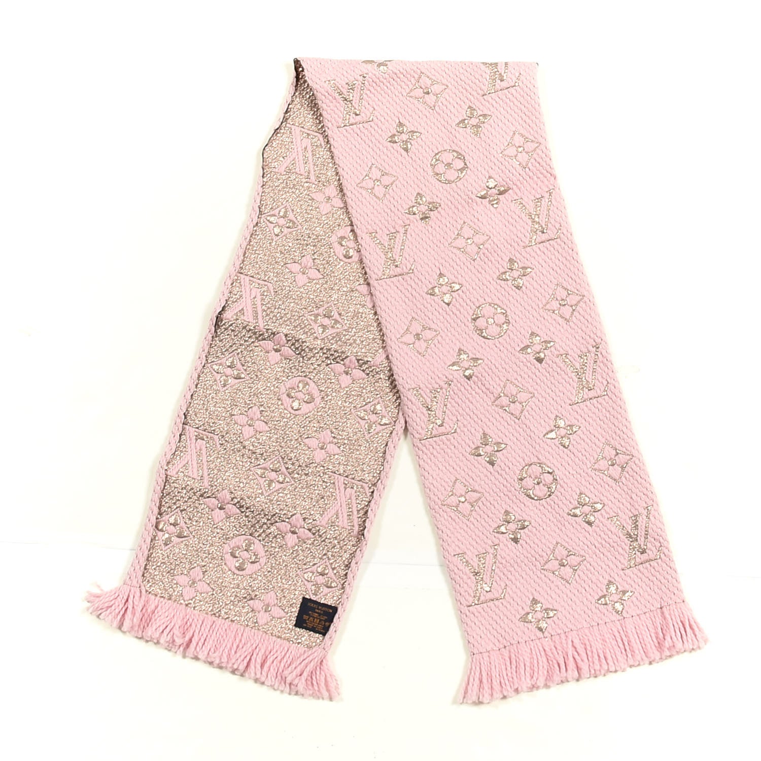 Louis Vuitton Wool Silk Logomania Shine Scarf Pink 1 of 3