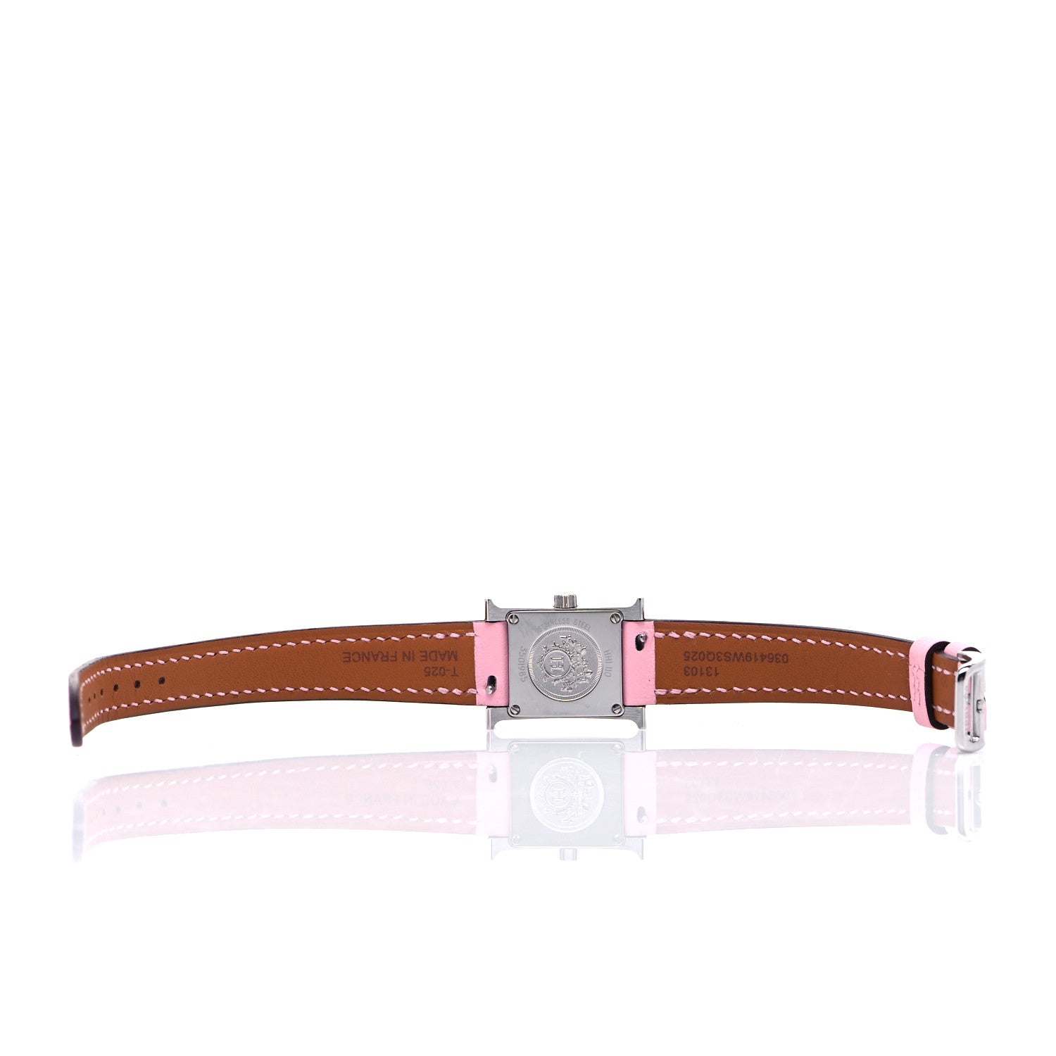 Hermes Stainless Steel Swift Diamond Mother of Pearl 17.2mm Heure H Hour Quartz Watch Rose Sakura 6 of 6