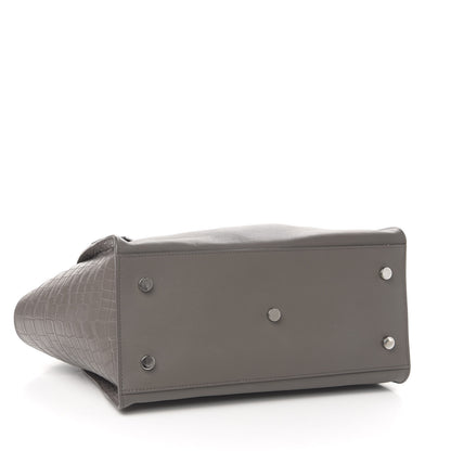 Saint Laurent Smooth Calfskin Crocodile Embossed Small Monogram Downtown Cabas Earth 5 of 11