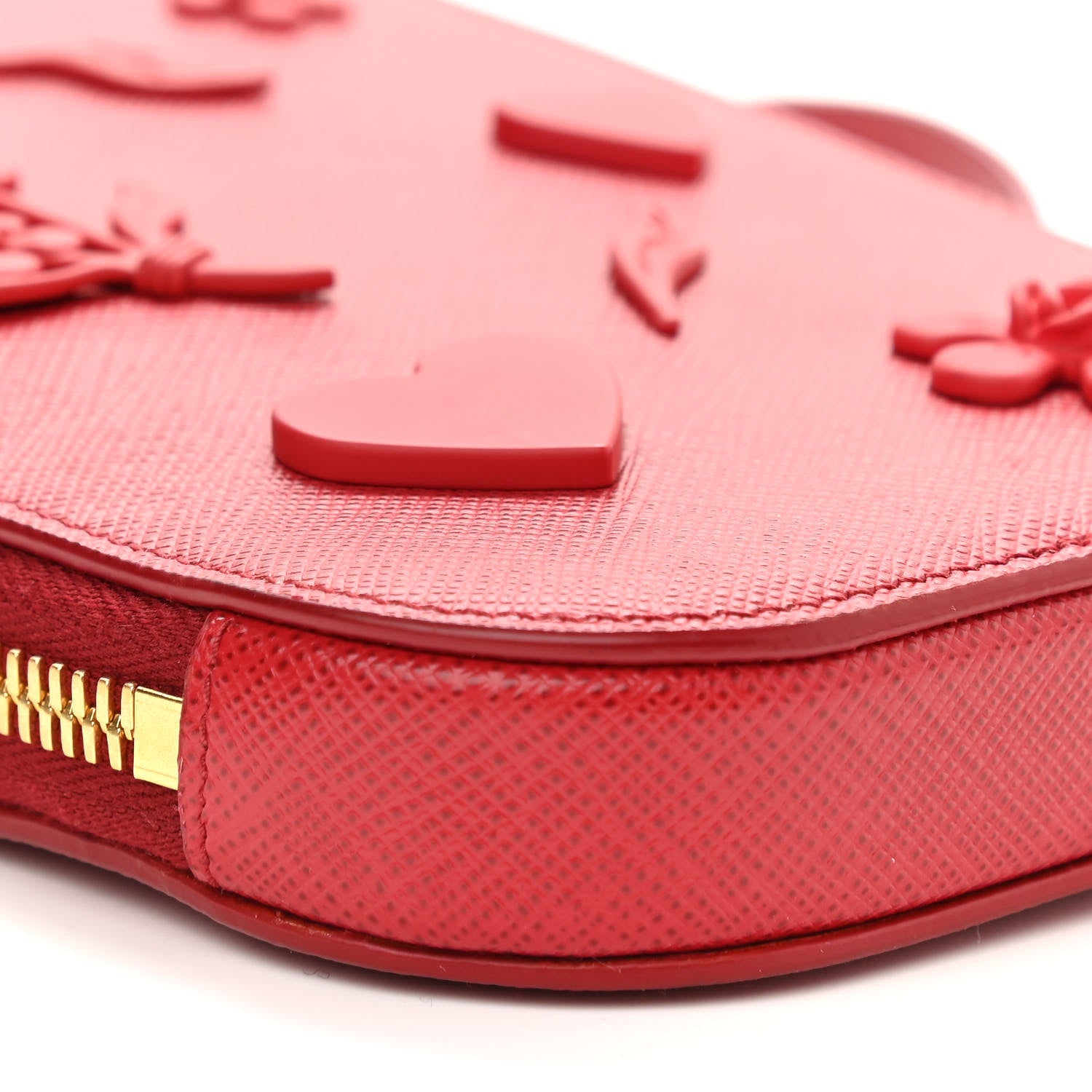 Prada Saffiano Embellished Mini Qixi Crossbody Bag Fuoco 9 of 10