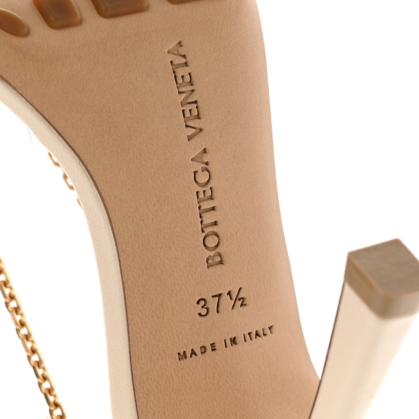 Lambskin Stretch Chain Strap 90mm Sandals 37.5 Sea Salt