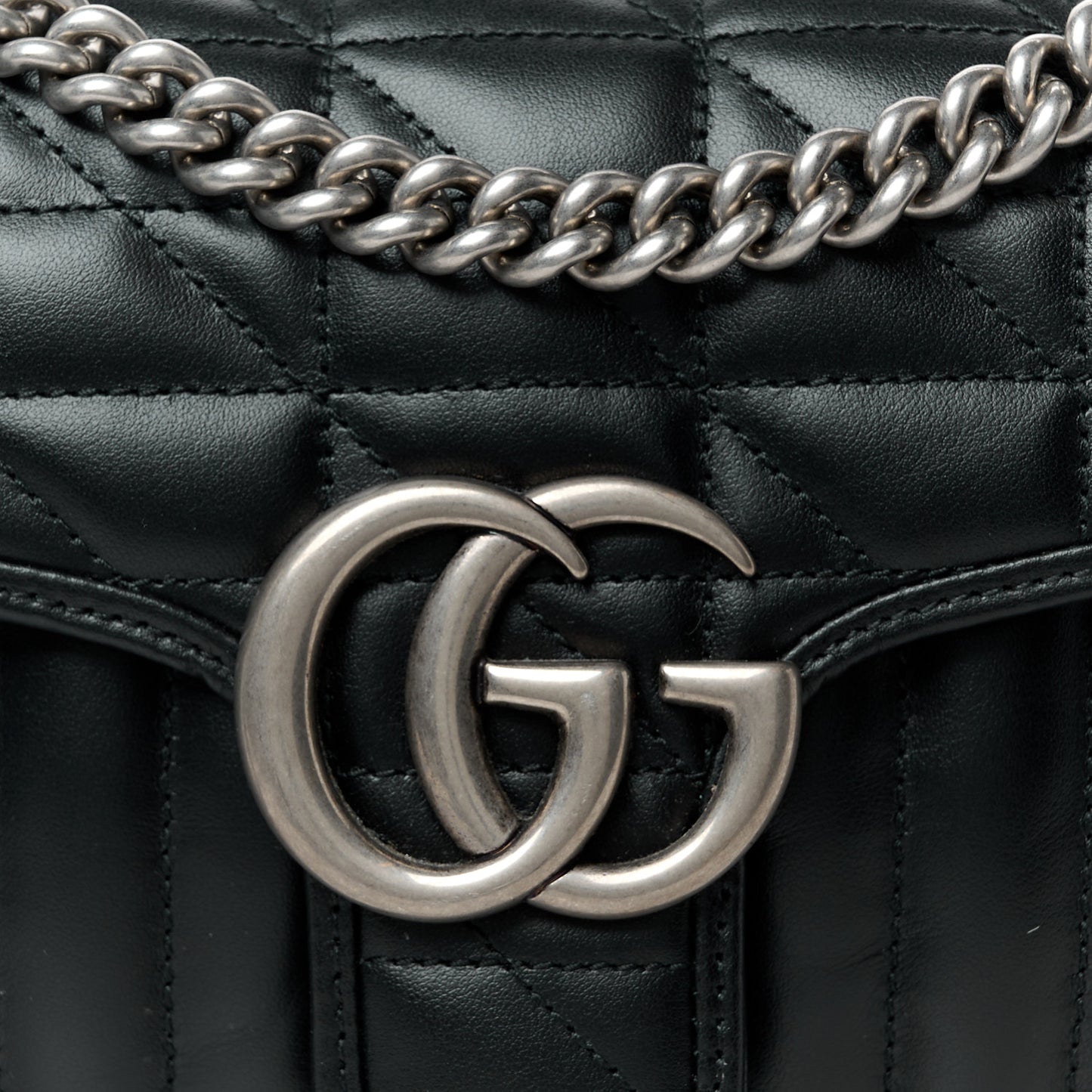 Calfskin Matelasse Aria Small GG Marmont Shoulder Bag Black