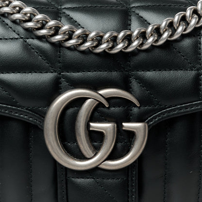Gucci Calfskin Matelasse Aria Small GG Marmont Shoulder Bag Black 8 of 10