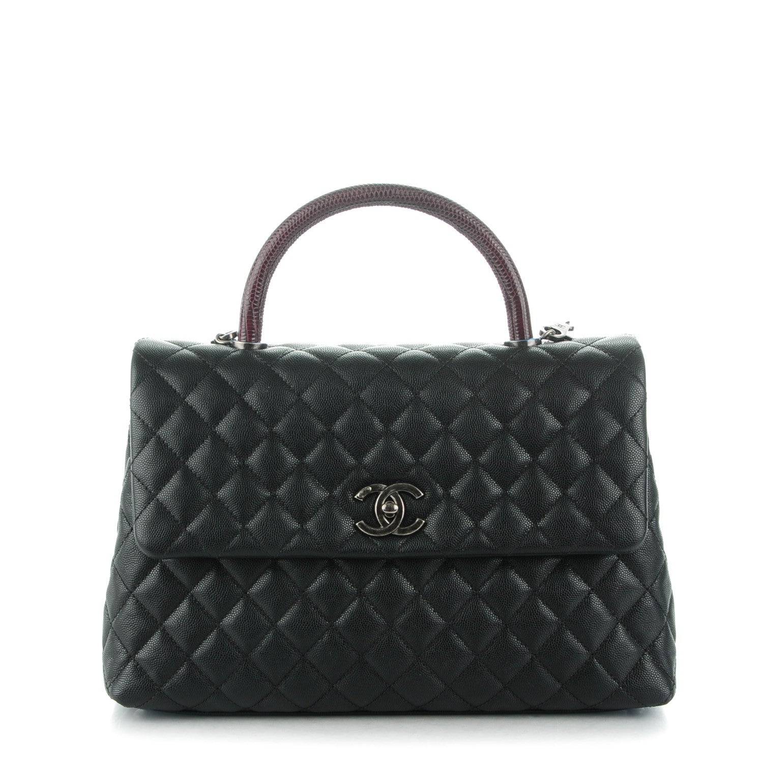 Chanel Caviar Lizard Quilted Medium Coco Handle Flap Black 1 of 8