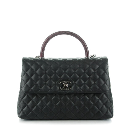 Chanel Caviar Lizard Quilted Medium Coco Handle Flap Black 1 of 8