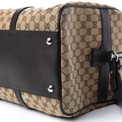 Gucci Monogram Dollar Calfskin Boston Duffle Bag Beige Ebony Testa di Moro Marrone Scuro 9 of 10